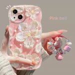 Suitable for iPhone16promax- iphone7 case beautiful oil painting flower pendant