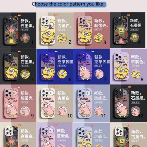 A SpongeBob cartoon silicone phone case for the Apple series
