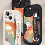 Rainbow silicone wristband stand mobile phone shell skin texture feel, suitable for Apple series mobile phones - Image 3