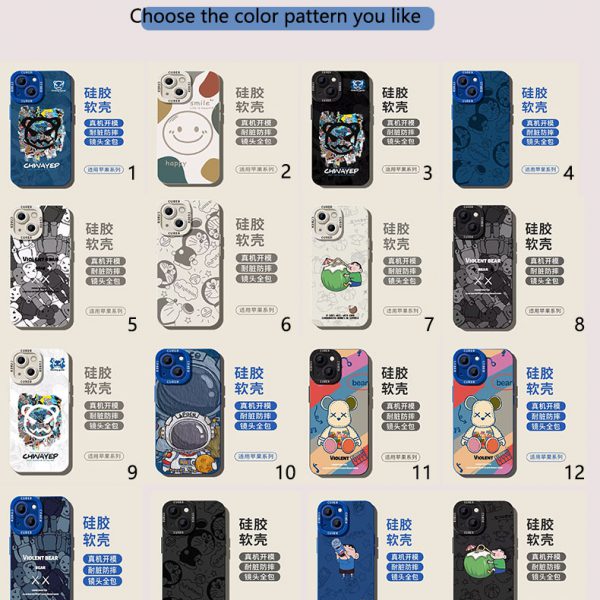 A fall-proof silicone couple cartoon phone case for the Apple series