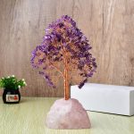 Crystal Money Tree Pink Quartz, Amethyst Gemstone Base, Copper Wire Life Tree, Feng Shui Wealth Decor Office Ornament - Image 6