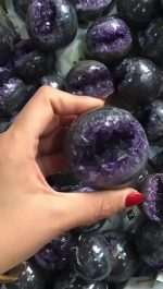 Amethyst Geode Smile Opening, Crystal Money Bag Decor, Wealth Bowl Display, Natural Stone Craft, Office Home Feng Shui - Image 5