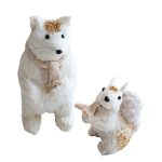 White Gold Christmas Decor, Realistic Deer Squirrel Figurines, Tree Base Display Set, Festive Tabletop Decorations Winter Scene