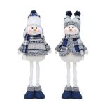 Blue Fabric Stretchable Snowman, Christmas Plush Doll Decor, Retractable Snowman Toy, Festive Tabletop Decoration - Image 6