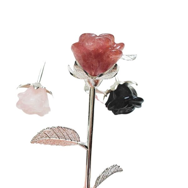 Natural Crystal Rose Bouquet, Hand Polished Gemstone Flower, Valentine Anniversary Gift, Home Office Decor Collection