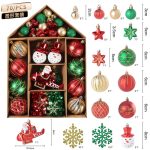 Christmas House Ornament Set, 70 Pc Decorations Kit, Hanging Ball Ornaments, Tree Decor Set, Festive Village Display - Image 8