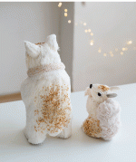 White Gold Christmas Decor, Realistic Deer Squirrel Figurines, Tree Base Display Set, Festive Tabletop Decorations Winter Scene - Image 2