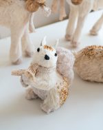 White Gold Christmas Decor, Realistic Deer Squirrel Figurines, Tree Base Display Set, Festive Tabletop Decorations Winter Scene - Image 4