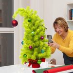 2025 Green Leaning Christmas Tree, Modern Tilted Xmas Decor, Unique Artificial Pine, Home Tabletop Festive Display - Image 3